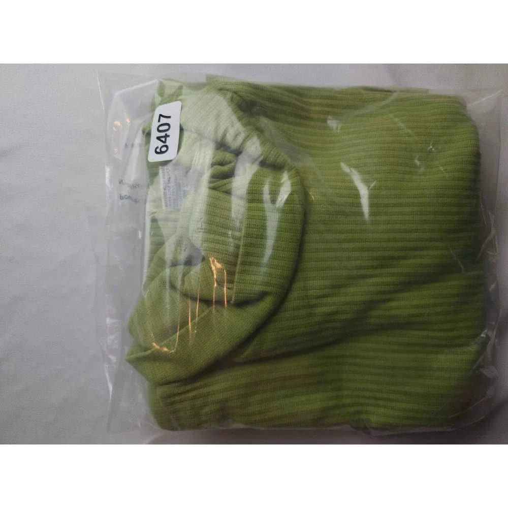 White Stag Lime Green Ribbed Turtleneck Long Sleeve Top Large Rib Knit Womens